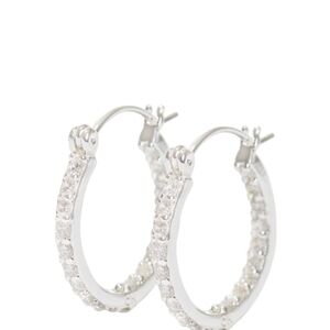 Silver Crystal Pavé Hoop Earrings for Women